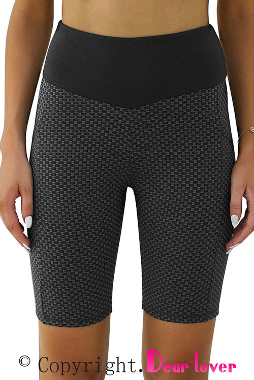 Black Side Pockets Butt Lifting Workout Yoga Shorts