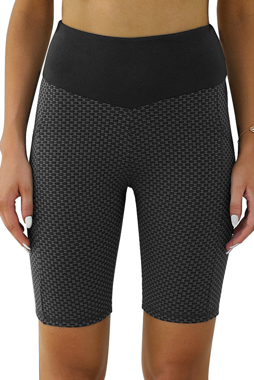 Black Side Pockets Butt Lifting Workout Yoga Shorts