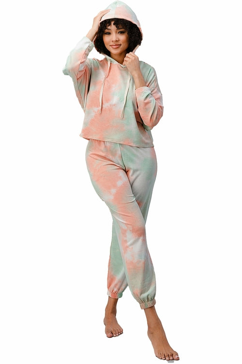 Cozy Tie-Dye Lounge Set with Hoodie