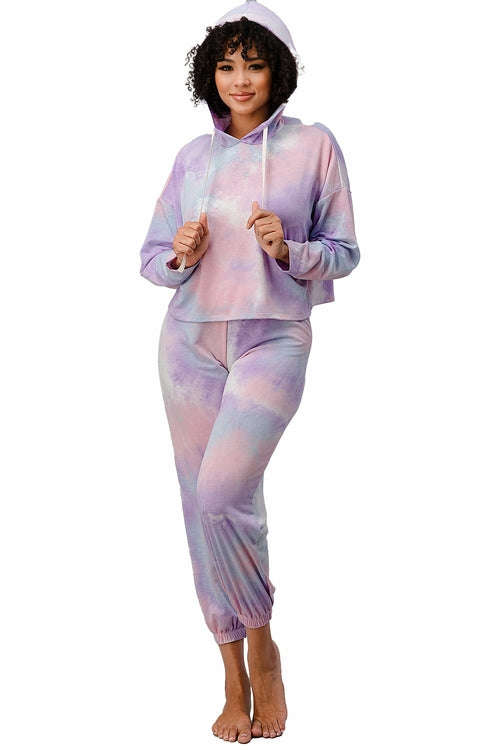 Cozy Tie-Dye Lounge Set with Hoodie