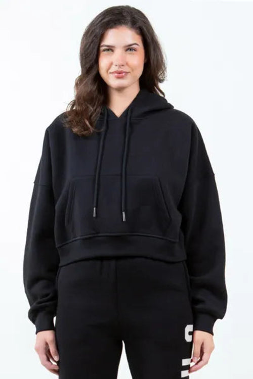 American Bazi Long Sleeve Drawstring Cropped Hoodie
