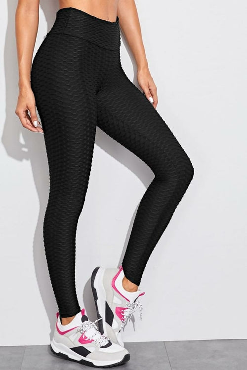 Black Slim Textured Gym Leggings