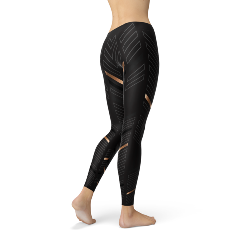 Sports Stripes Black - Gold Leggings