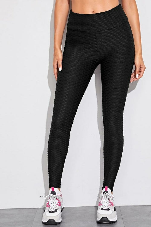 Black Slim Textured Gym Leggings