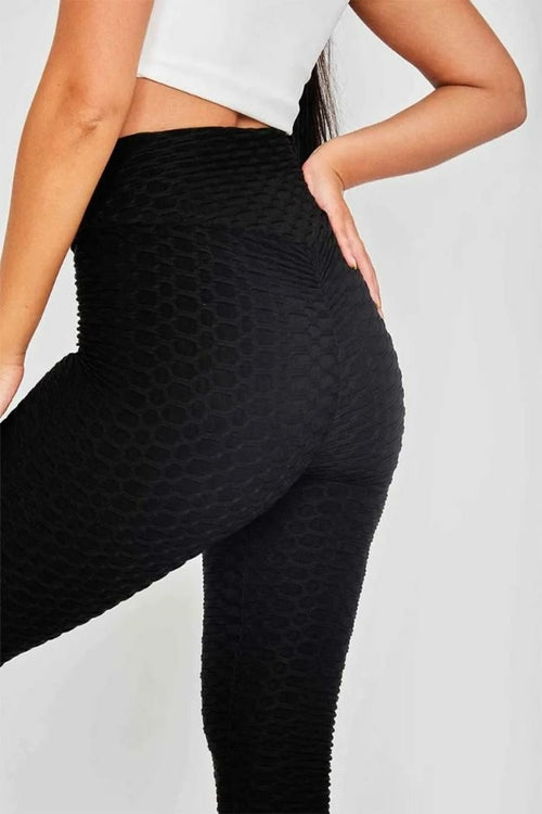 Black Slim Textured Gym Leggings