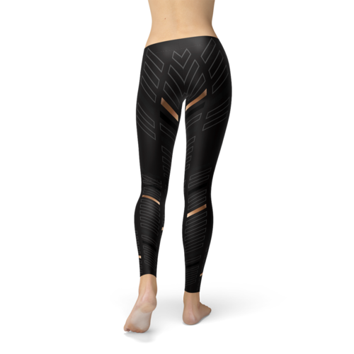 Sports Stripes Black - Gold Leggings