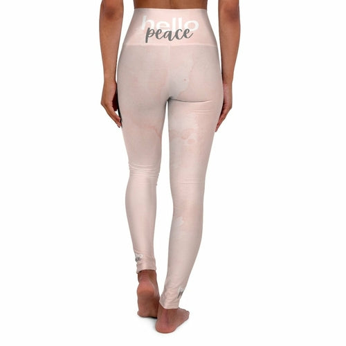 High-waist Fitness Legging Yoga Pants - Pink Peach Marble