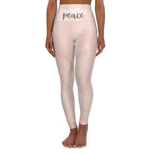 High-waist Fitness Legging Yoga Pants - Pink Peach Marble