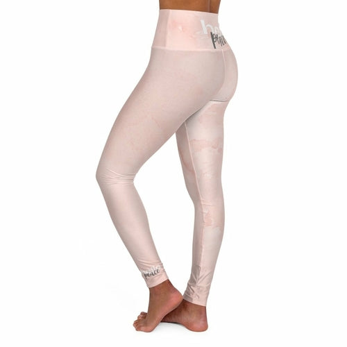 High-waist Fitness Legging Yoga Pants - Pink Peach Marble