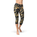 Black Marble w/ Gold Splash Capri Leggings