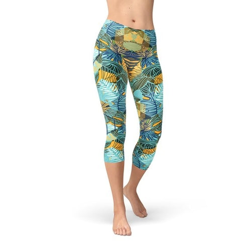 Hexagon Floral Capri Leggings