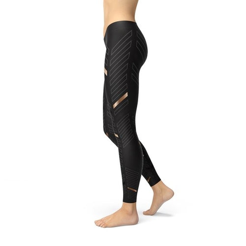 Sports Stripes Black - Gold Leggings